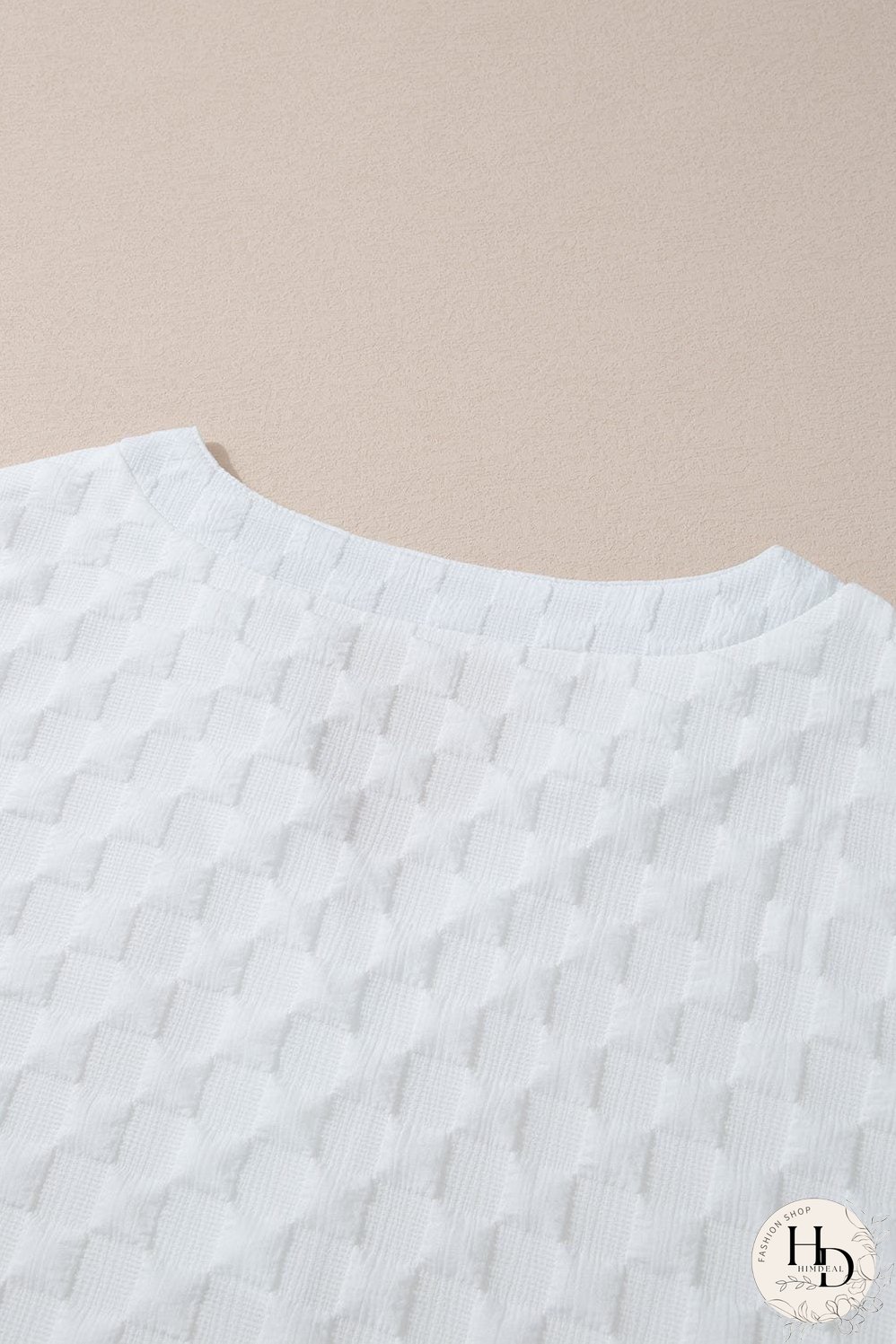 Chic White Textured V-Neck Top and Drawstring Shorts Ensemble