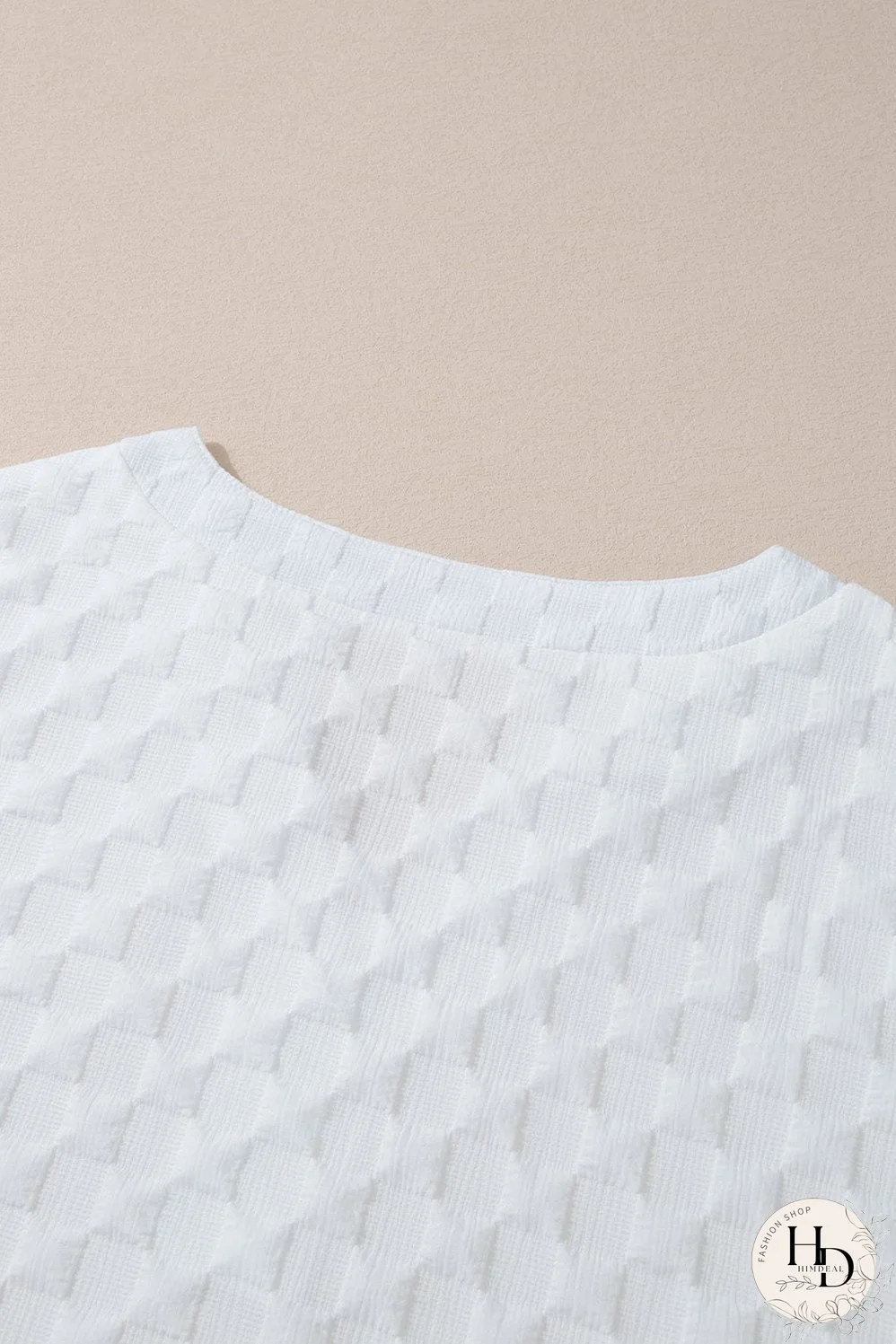 Chic White Textured V-Neck Top and Drawstring Shorts Ensemble