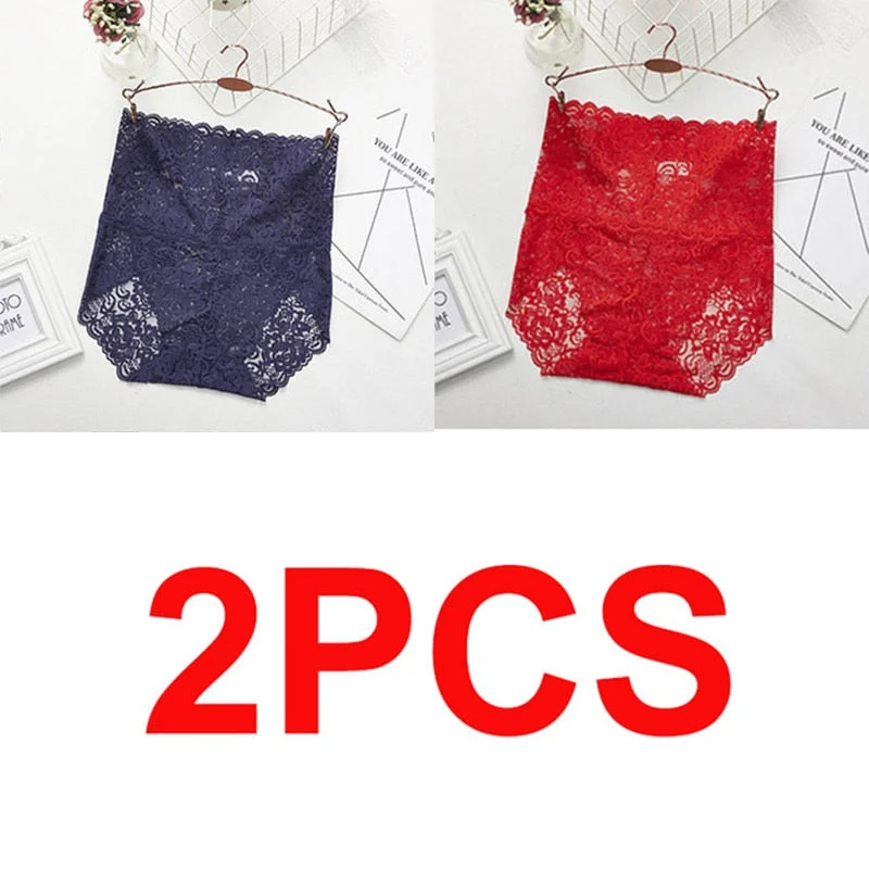 M-XXXL Women High Waist Lace Panties Sexy Underwear Women  Floral Transparent Lingerie Female Briefs Underpants Plus Size Pantys