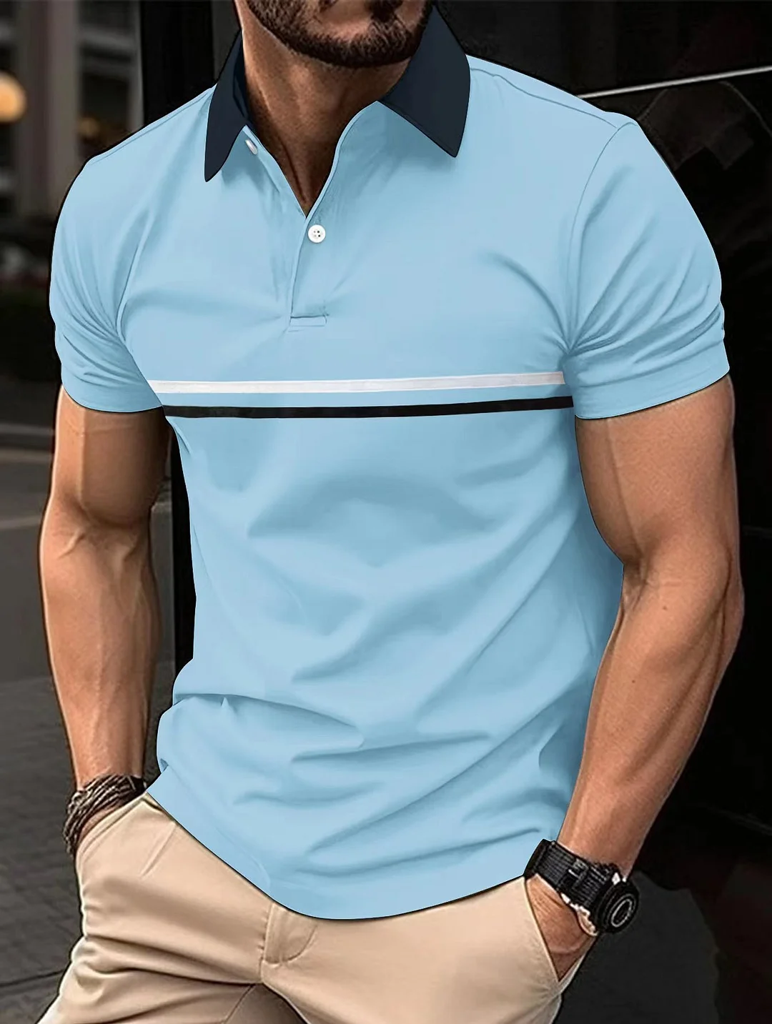 Men's Button Panel Sports Polo Shirt