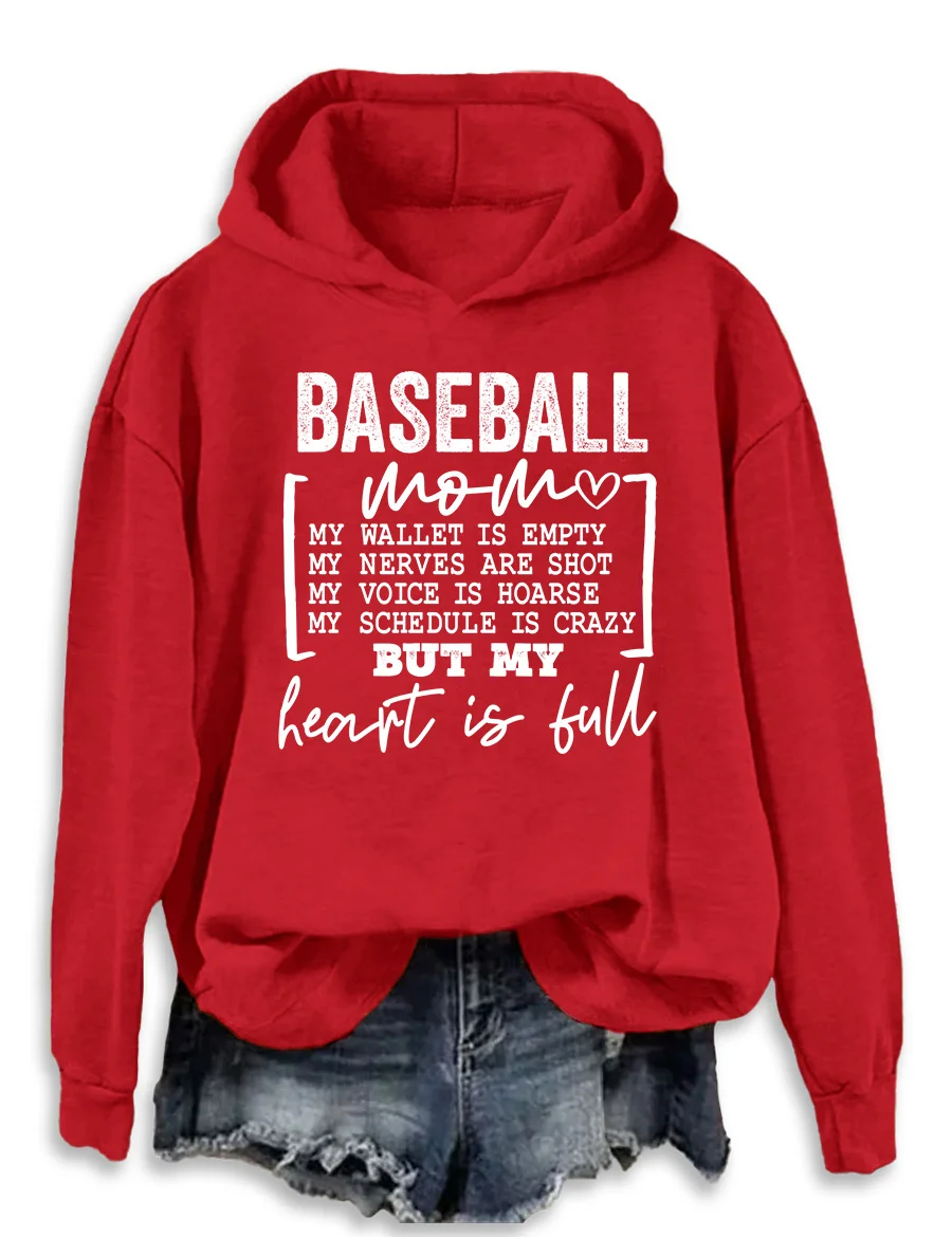 Baseball Mom Heart Is Full Hoodie