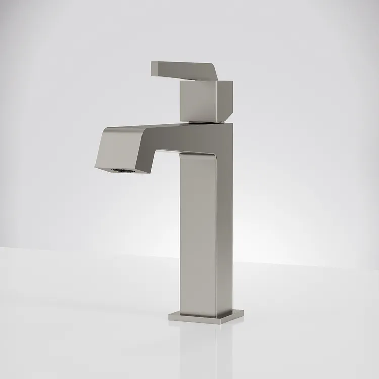 EVERSTEIN Modern Geometric Bathroom Sink Faucet in Brushed Nickel 