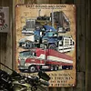 Camion de pompiers - Panneaux en &eacute;tain m&eacute;tallique(20*30cm/30*40cm) - Garage
