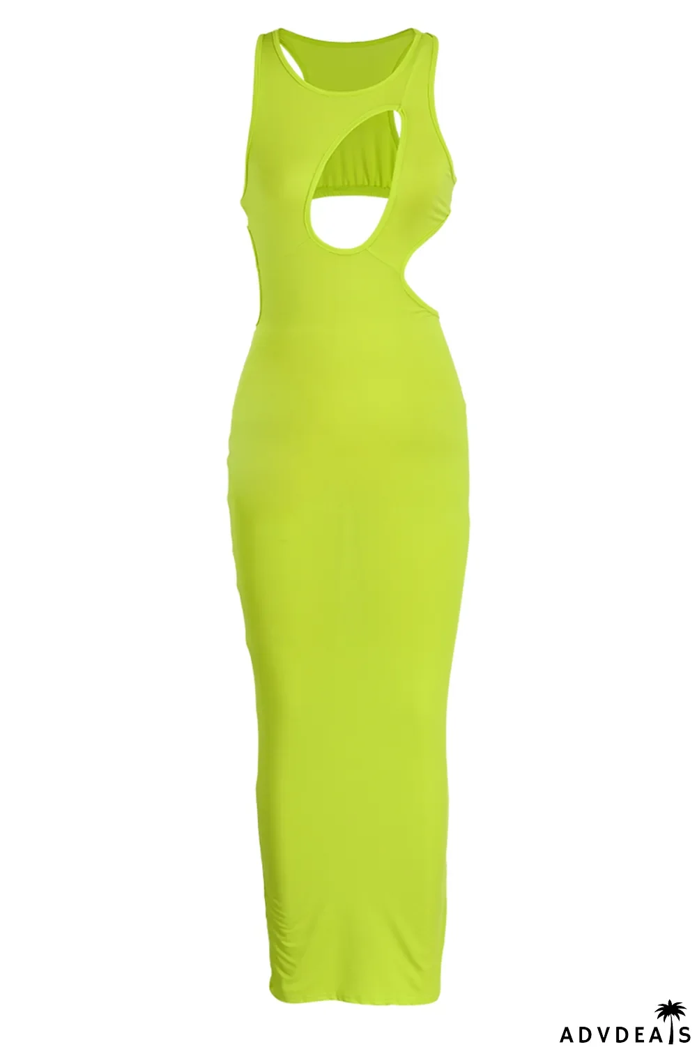 Fruit Green Sexy Solid Bandage O Neck Pencil Skirt Dresses