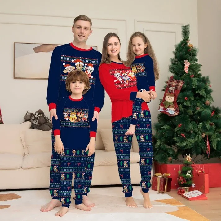 Cute Puppy Print Christmas Family Matching Pajamas