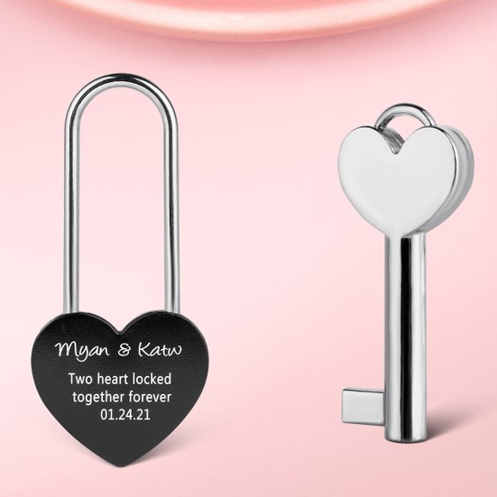 Serrure d'amour breloque coeur 2 Prénom Personnalisé avec date et texte pour couple  Jessemade FR
