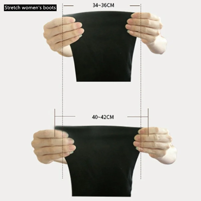 Over-the-knee Women Boots Black Elastic The Knee Boots Women Autumn Winter High Botas Wedge heel booster High Heel Women's Boots