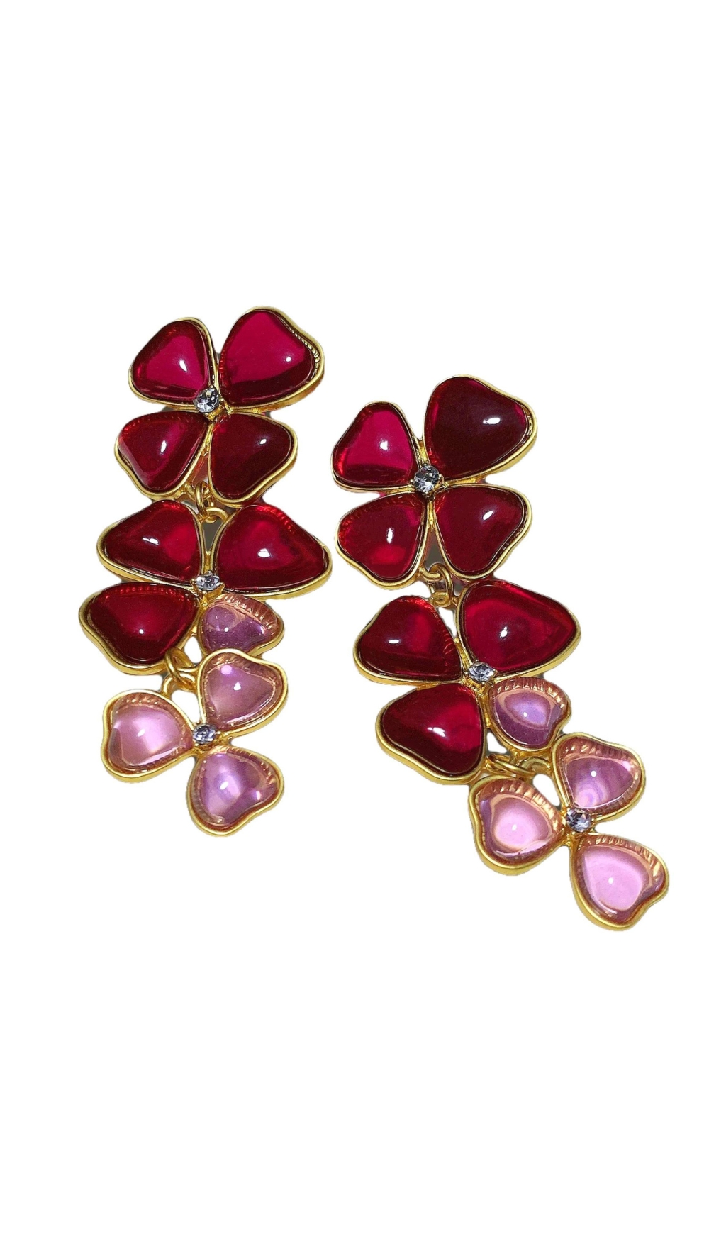 Crystal Leaf Earrings Flowering Girl