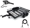 AMK RC Trailer, 1/10 Scale Trailer, Metal 1/10 RC Trailer with RC Trailer Hook Coupler and 1/10 RC Kinetic Winch Strap for 1/10 RC Crawler SCX10 TRX6 Redcat GEN8 TRX4 Upgrades
