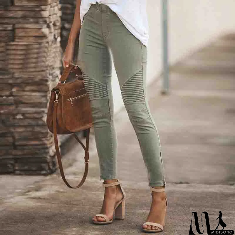 MidiSono - Stretch Tight Zipper Pants