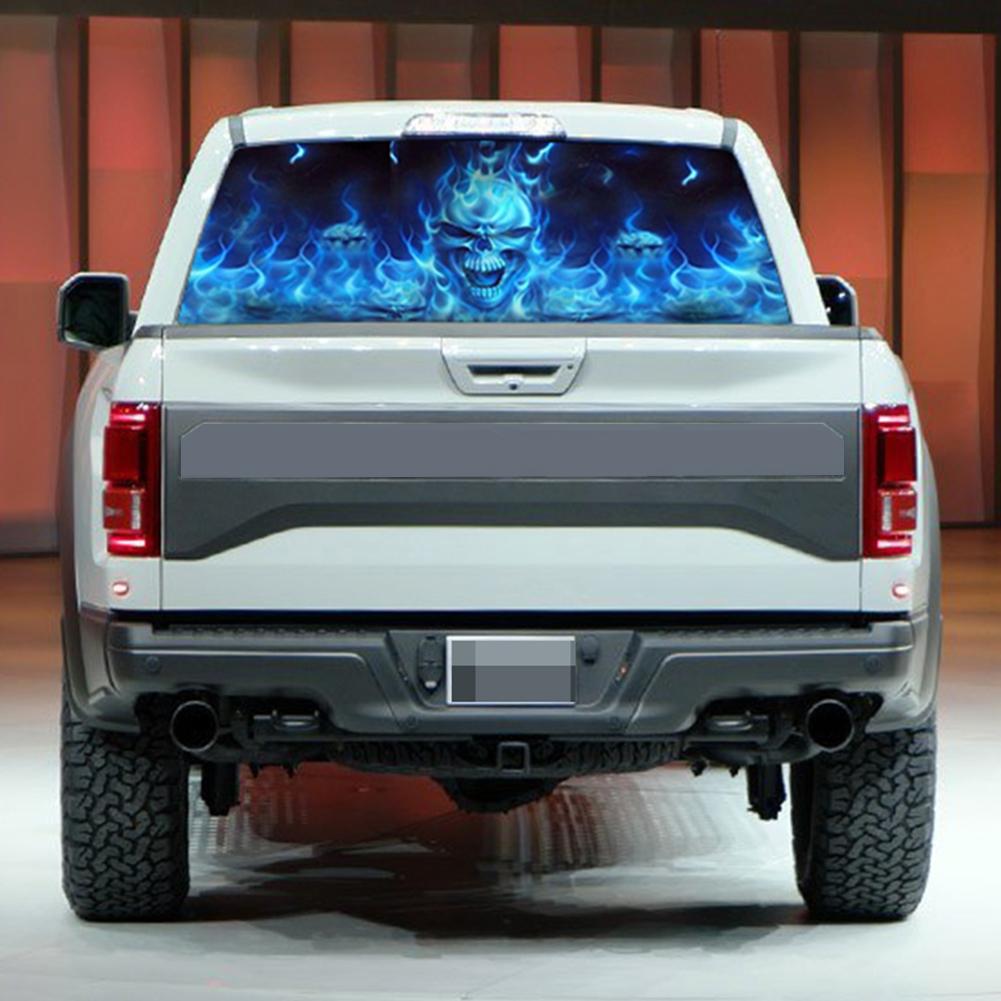 

Flaming Skull Rear Window Graphic Decals Windshield Stickers for Car Truck, 135*36, 501 Original