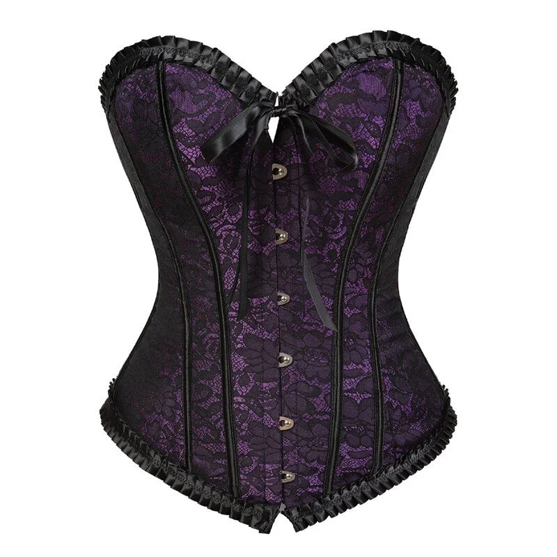 Sapubonva overbust corset tops for women plus size corsets and bustiers lingerie sexy victorian lace overlay vintage plus size
