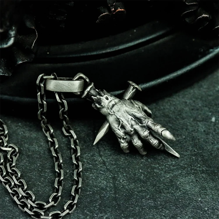 Coutureaura Gothic Devil's Hand Cross Necklace
