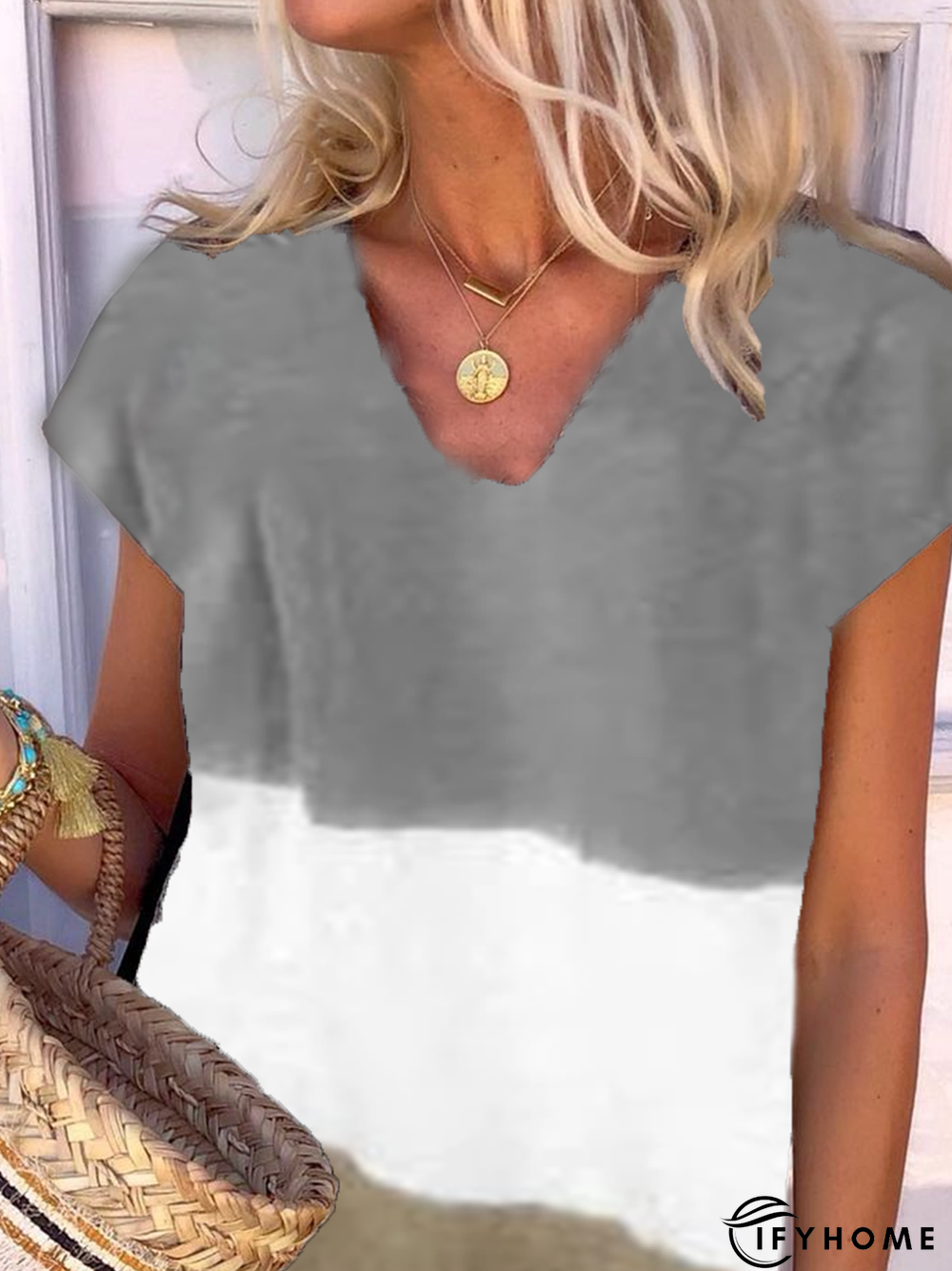 New Women Chic Plus Size Holiday Boho Vintage V Neck Short Sleeve Casual Shift Knitting Dress | IFYHOME