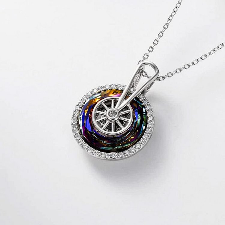 For Daughter - S925 Drive Away Your Anxiety Crystal Circle Fidget Necklace