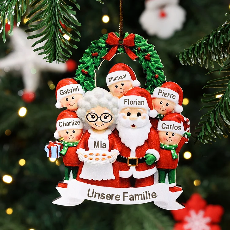 Holz Weihnachtsornament-Personalisierte Text 7 Namen von Großeltern mit Kindern Ornament