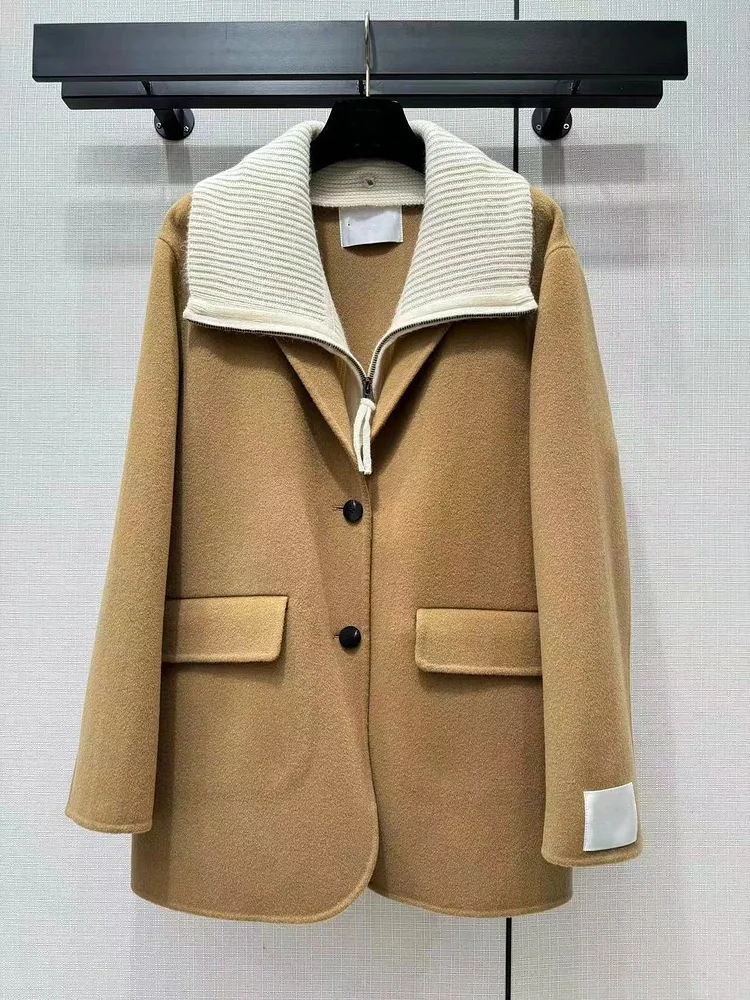 Knitted Collar Winter New Wool Jacket Coat  Women's Clothing