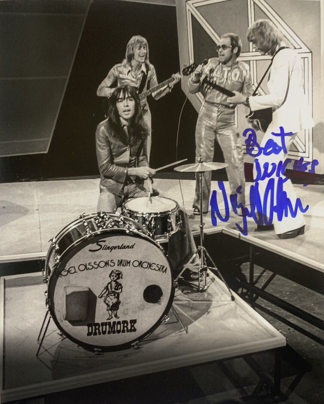 NIGEL OLSSON HAND SIGNED 8x10 Photo Poster painting ELTON JOHNS DRUMMER AUTOGRAPH AUTHENTIC COA