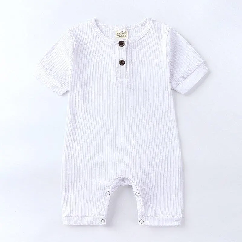 2021 Summer Newborn Baby Romper Soild Color Baby Clothes Girl Rompers Cotton Short Sleeve O-neck Infant Boys Romper 0-24 Months