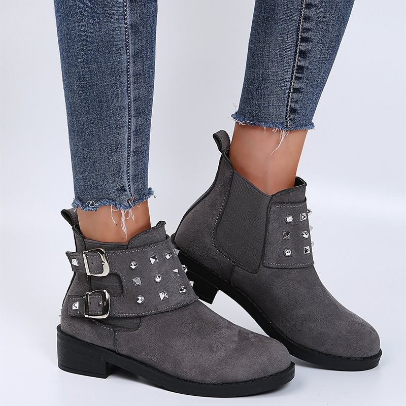 Studded Suede Leather boots Martin boots