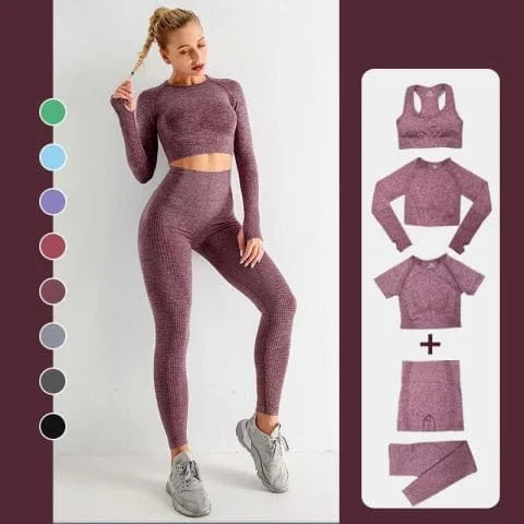 pornhint Pornhint 2 Piece Set Women Workout Clothing Gym Yoga Set Fitness Sportswear Crop Top Sports Bra Seamless Leggings Active Wear Outfit Suit