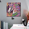 Mandala color&eacute; en forme de cheval licorne sp&eacute;ciale en forme de 5D bricolage, diamants partiels dots, kits d&rsquo;art en pierres pr&eacute;cieuses avec cadre, pein