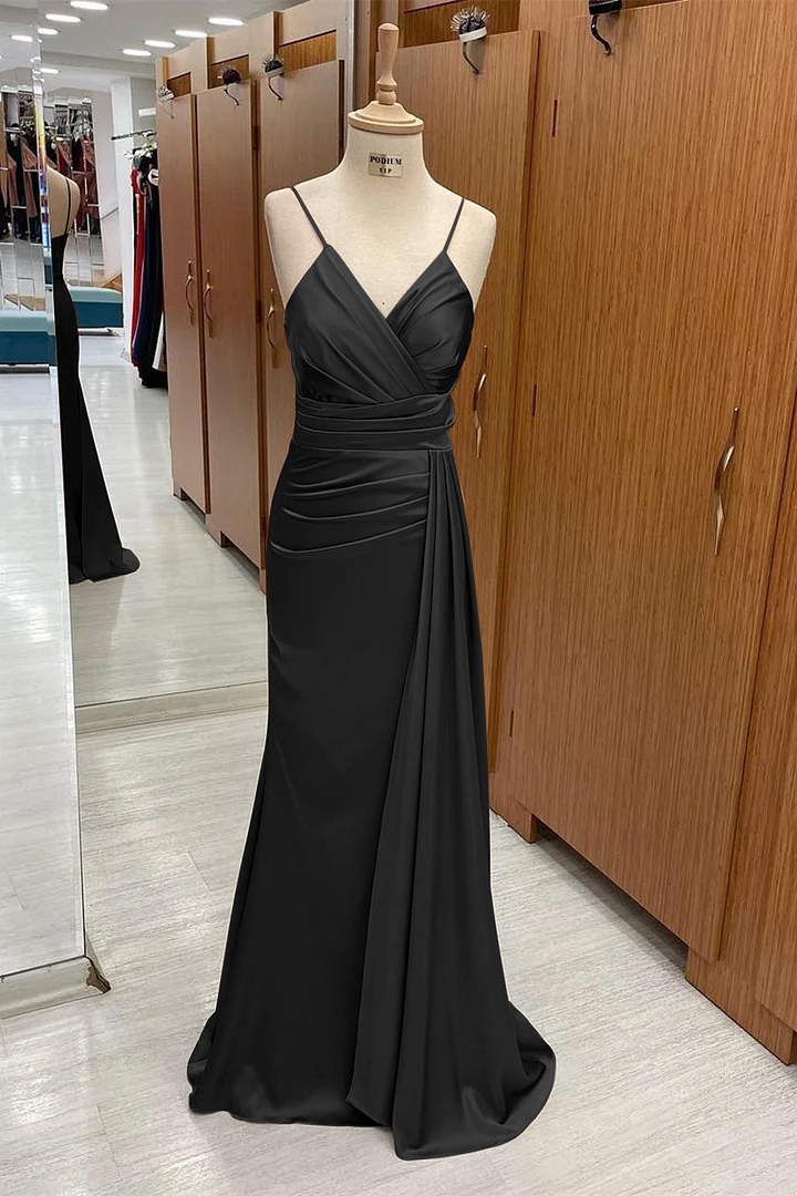 Lvs&Broner Spaghetti Strap Sleeveless Long Prom Dress With Ruffles 