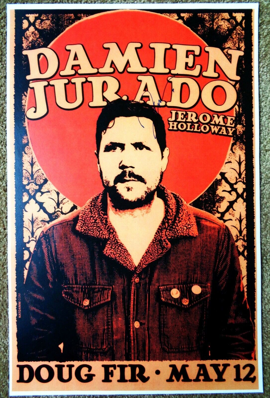 Signed DAMIEN JURADO Gig POSTER In-Person w/proof Concert Autograph