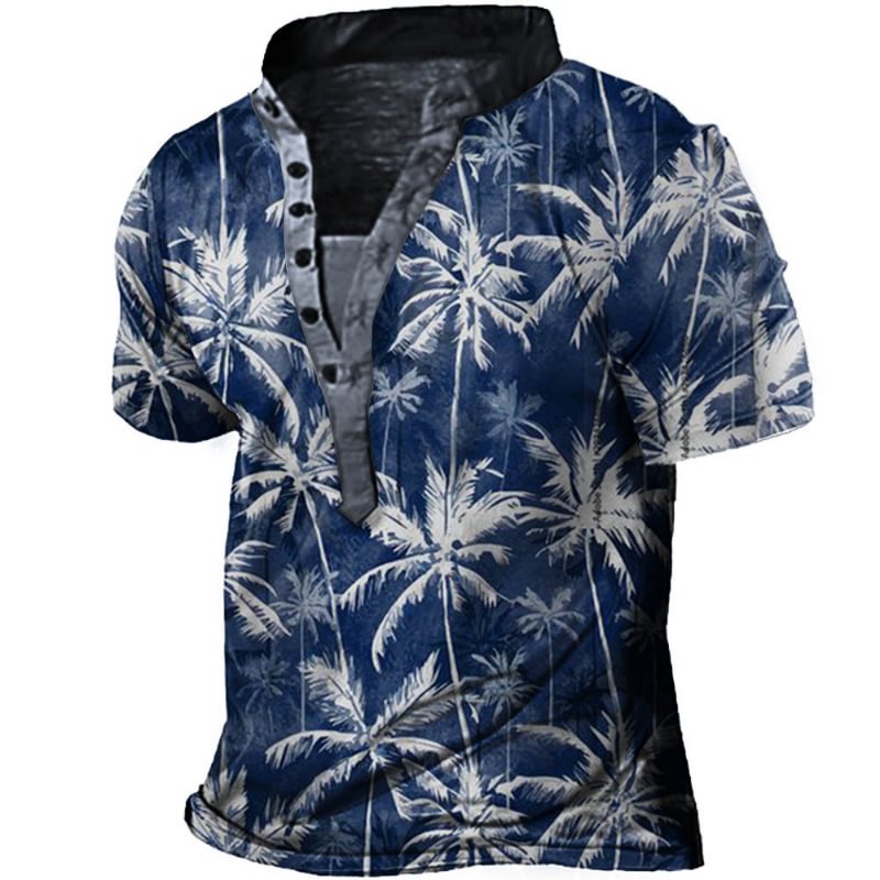 Men's Hawaii Coconut Tree Henry Short Sleeve T-shirt