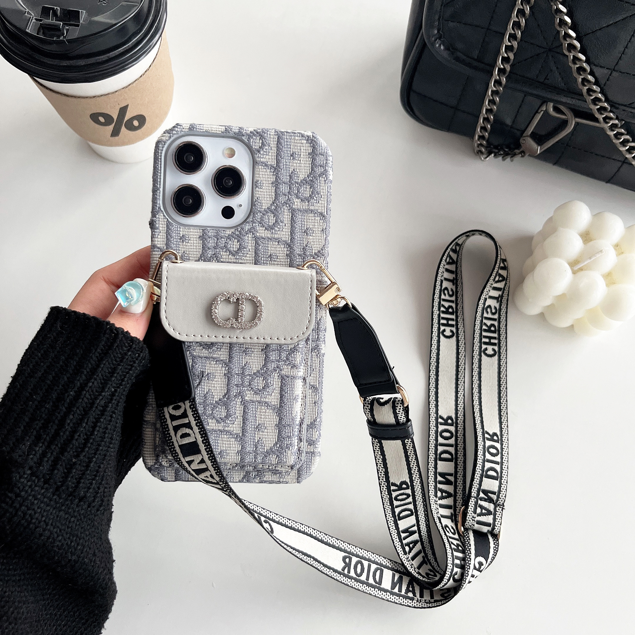 Dior Oblique Print Crossbody Wallet Card Holder  Apple iPhone Case Samsung Galaxy Cover