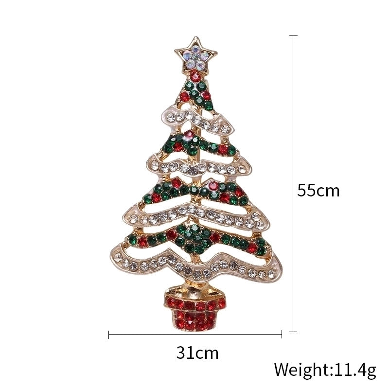 Fashion Pin Christmas Tree Alloy Inlay Rhinestones Women’S Brooches