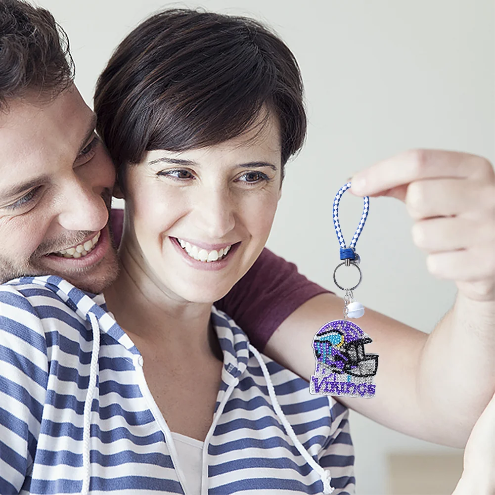 Minnesota Vikings DIY Diamond Art Keychains Craft Rugby Team Badge Hanging Ornament(Double Sided)