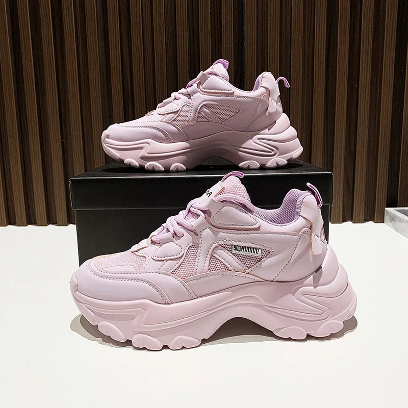 Sneakers Women Vulcanized Shoes 2021 Fashion Breathable Thick Sole Ladies Trainers Platform Women Chunky Sneakers Basket Femme