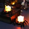Bougie lumineuse &agrave; dos d'araign&eacute;e d'Halloween