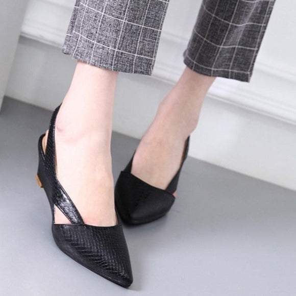 Women's closed pointed toe slingback wedge pumps