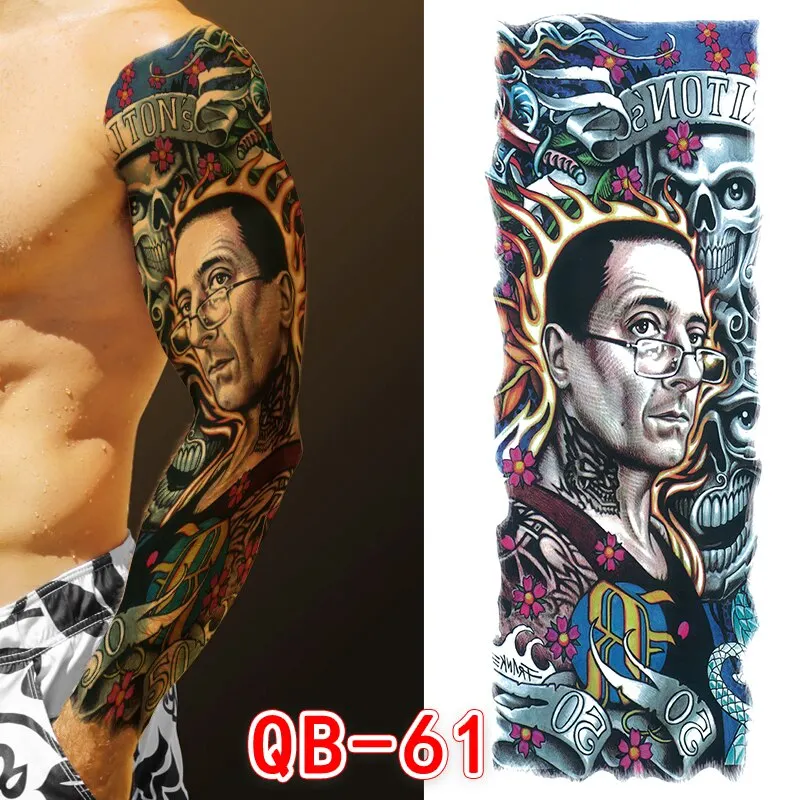 Sdrawing Men Temporary Tattoos Large Arm Sleeve Tattoo Sticker Dragon Tiger Fish Full Skull Totem Wolf Waterproof Fake Tattoo for Women