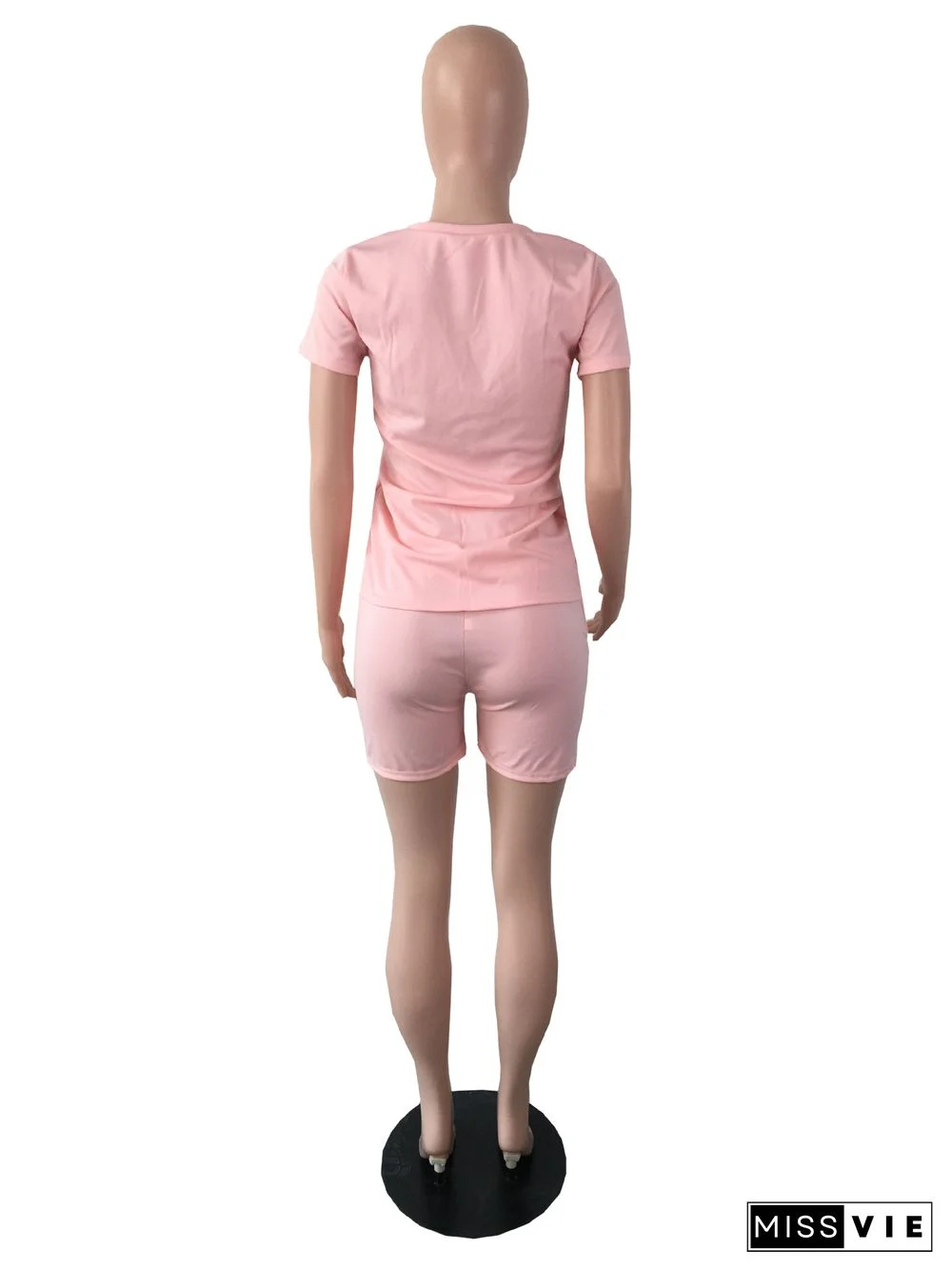 Summer Fashion New Bees Decorative Solid Color Short Sleeve T Shirt Pocket Shorts 2 Piece Set