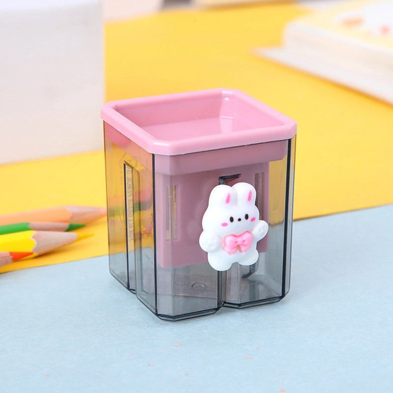 Double Hole Pencil Sharpener/children’s Cute Cartoon Pencil Sharpener Primary School Students Creative Stationery Multifunctional Pencil Sharpener