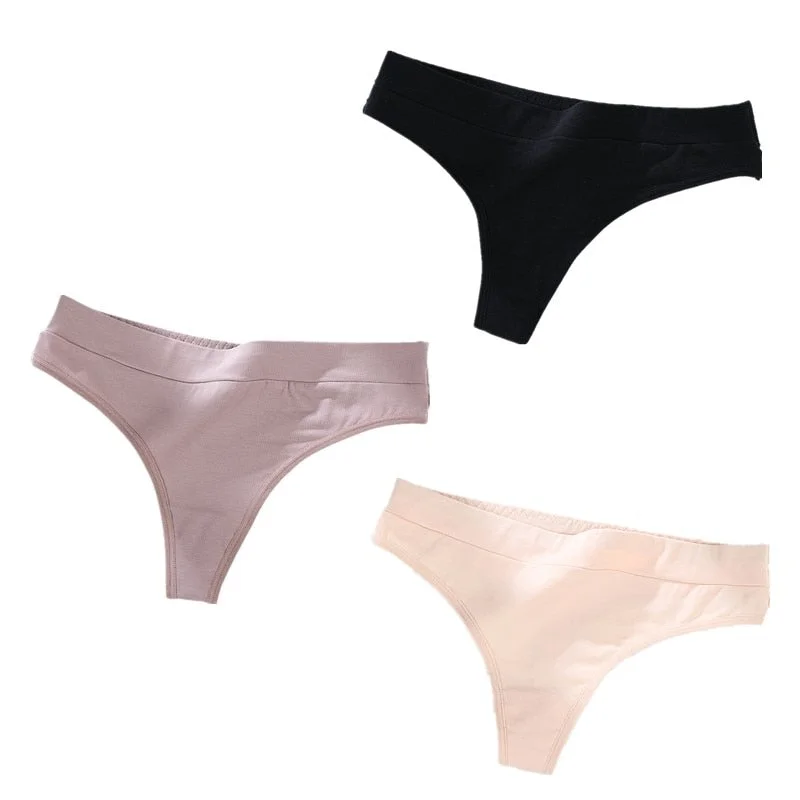 3Pcs/Lot Women's Cotton Thong Panties String Underwear Women Briefs Sexy Lingerie Pants Intimate Ladies Low-Rise G-String