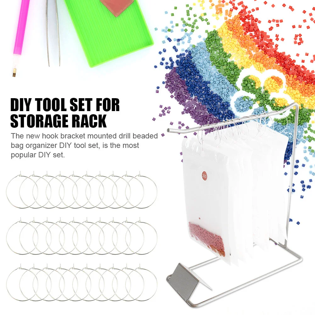 DIY Hang-up Ring Diamond Storage Rack Accessories Sets (30pcs Silver Ring)