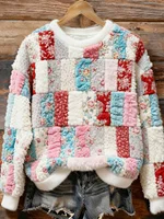 Women's Bohemian Floral Plush Pullover