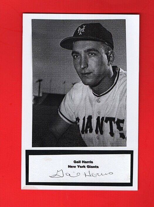 1955-57 GAIL HARRIS-NEW YORK GIANTS AUTOGRAPHED CUT W/Photo Poster painting-(d.2012)-(2)