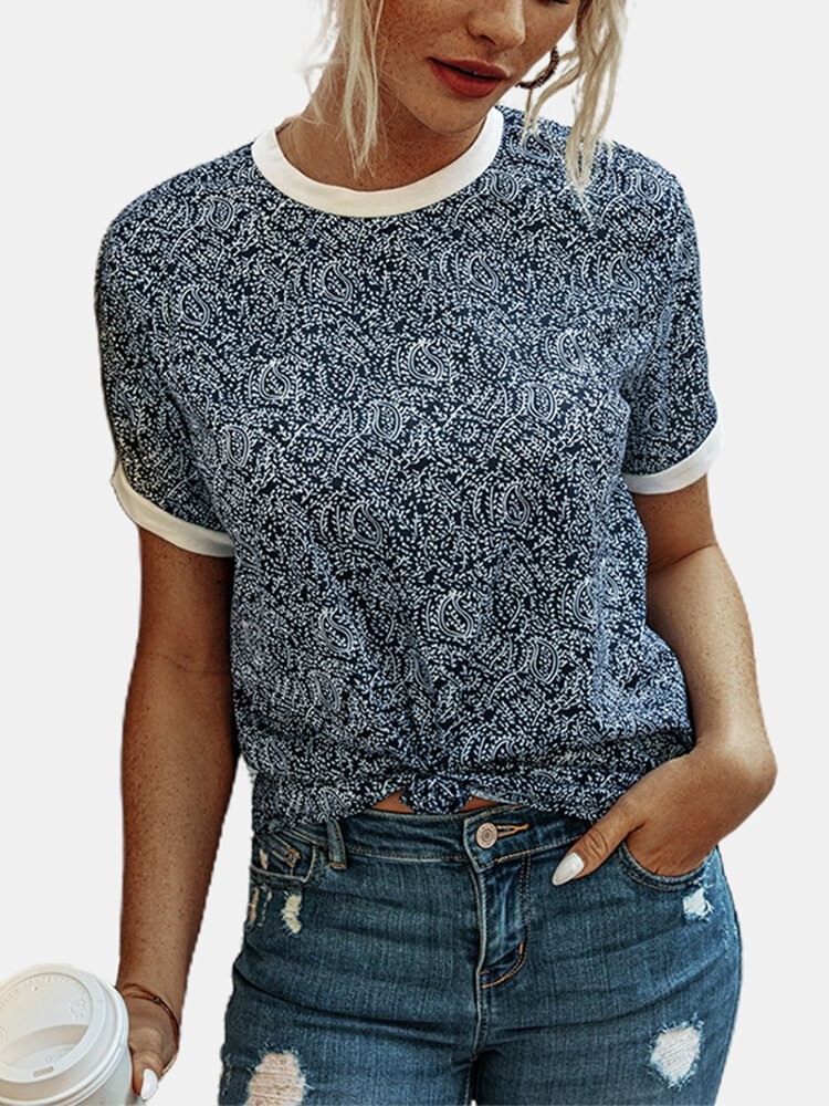Leopard Print Short Sleeves O neck Casual T shirt P1695951