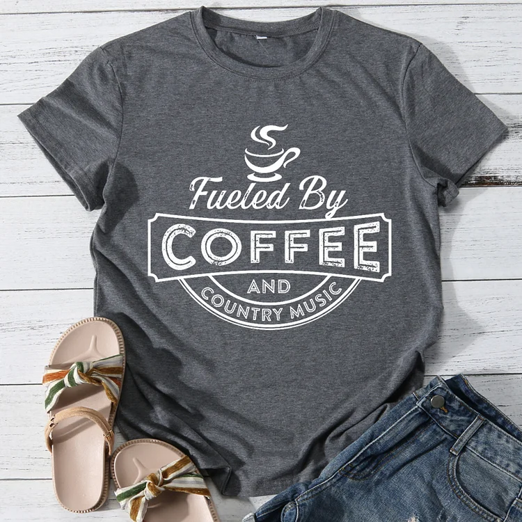 Fueled by coffee and country music T-Shirt Tee-Annaletters