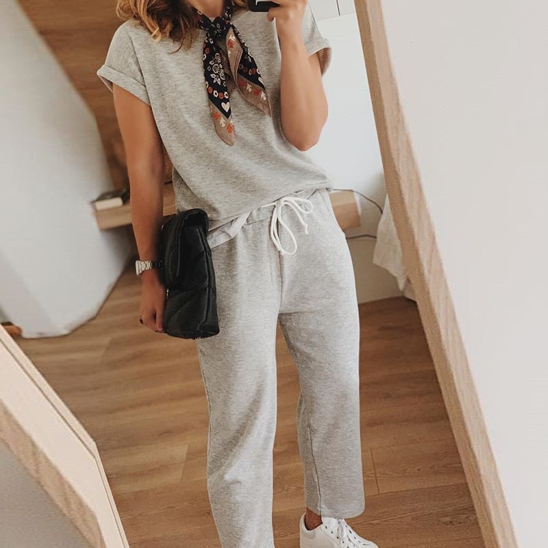 Casual Fashion Loose Home Fake Two-Piece Short-Sleeved Set MusePointer