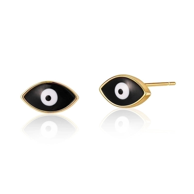 1 Pair Retro Sweet Triangle Devil’s Eye Heart Shape Enamel Plating Inlay Copper Zircon 18k Gold Plated Ear Studs