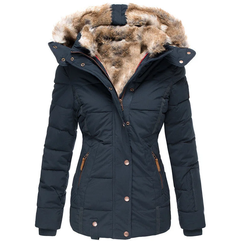 Uveng Winter Warm Collar Long-sleeve Zipper Slim-fitting Coats
