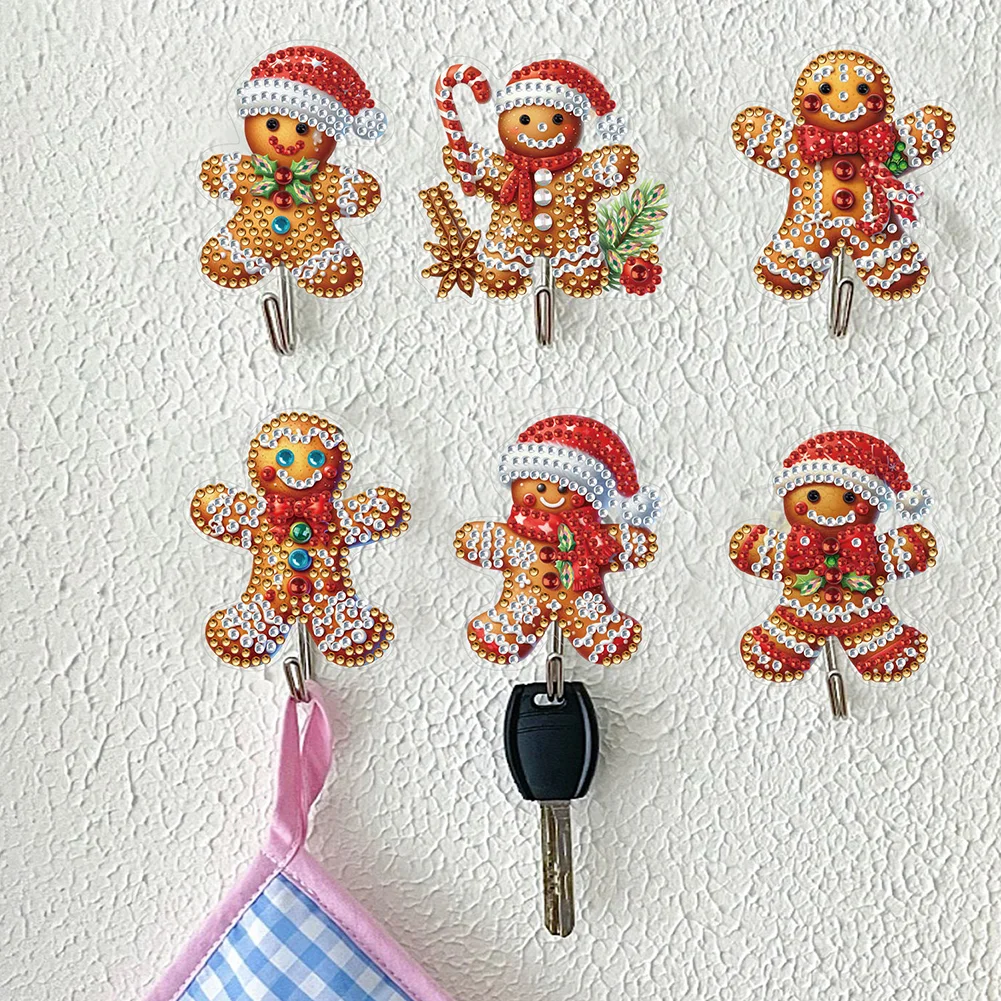 8Pcs Christmas Gingerbread Man Diamond Art Hanging Hooks Diamond Painting Hooks
