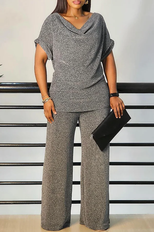 Stylish Cowl Neck Top & Pants Set