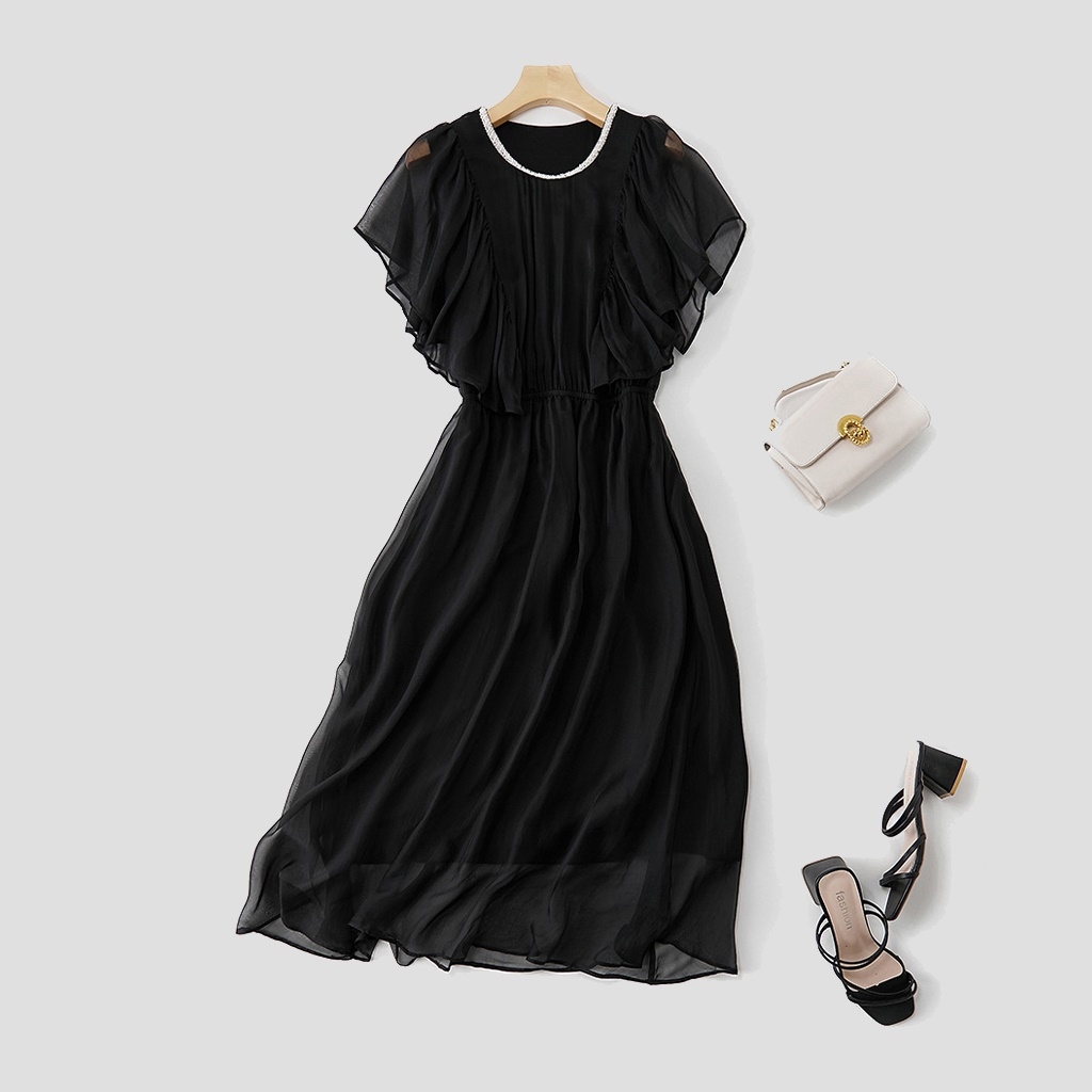 Solid Color Silk Dress for Vacation REAL SILK LIFE
